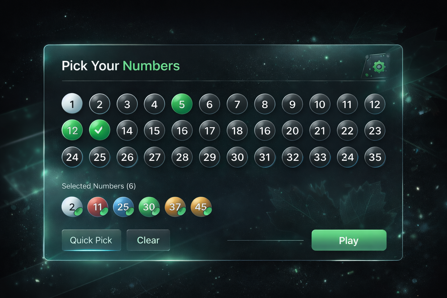 User-friendly online lottery interface displaying number selection system