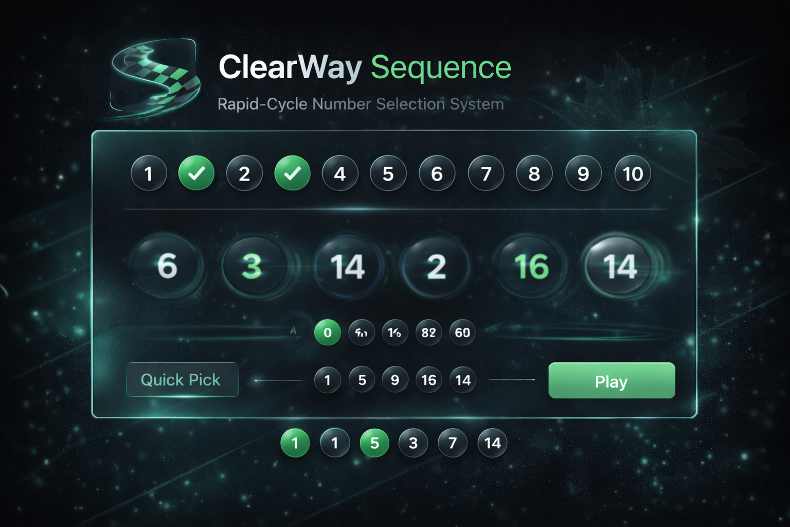 ClearWay Sequence draw featuring rapid-cycle number selection system